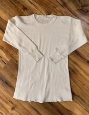 Vintage Hanes Green Tag Waffle Knit Thermal Shirt 70s Biker White Distressed L