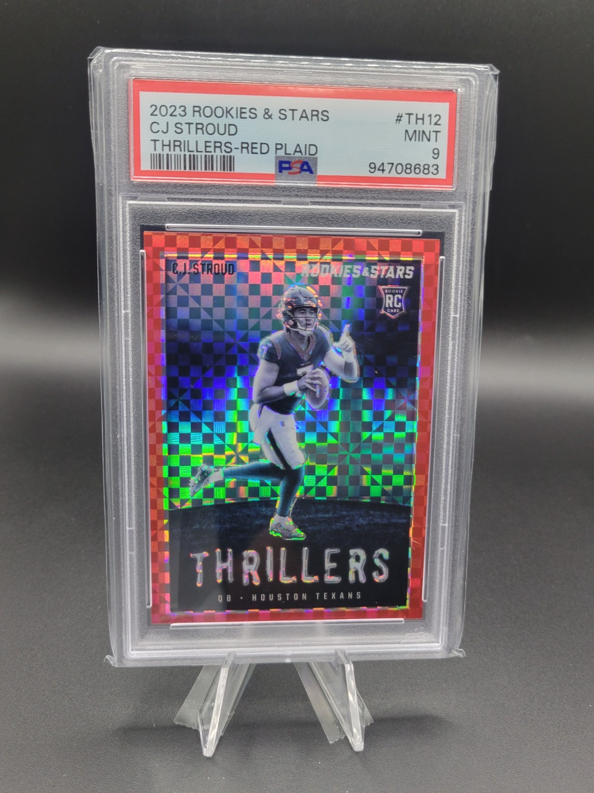 C.J. Stroud 2023 Panini Rookies & Stars #TH-12 Thrillers Red Plaid RC PSA 9