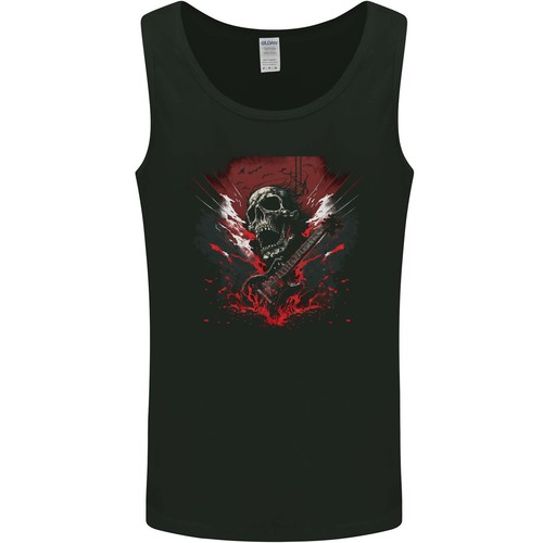 Gildan Canotta Uomo Con Teschio E Asso Di Picche – Musica Heavy Metal, Rock, Taglie S-XXL