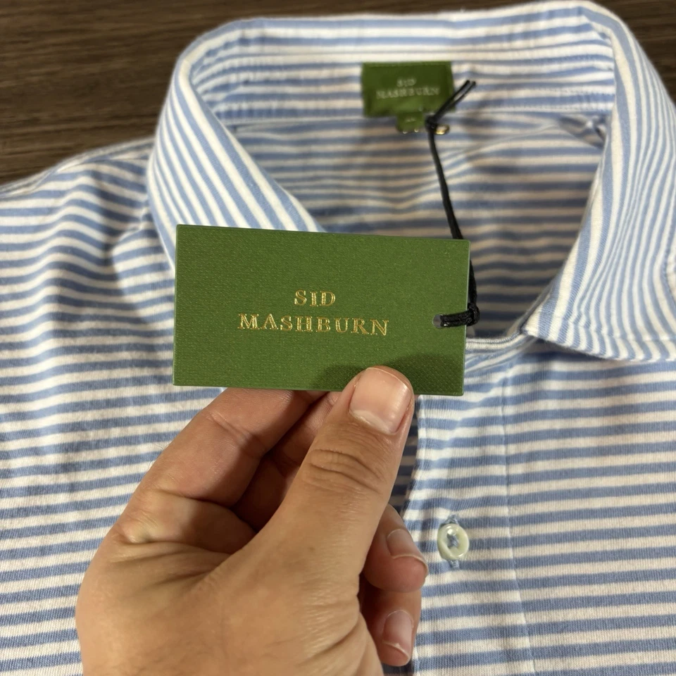 Polo Sid Mashburn Manga Corta Costero Blanco Rayas Jersey Para Hombre Talla XL NUEVO CON ETIQUETAS Foto 3 de 4