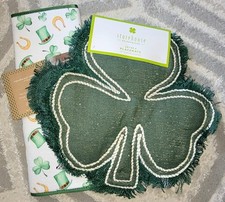 NEW Storehouse Shamrock Shaped Placemats 4 St Patrick's 15"  Dish Drying Mat
