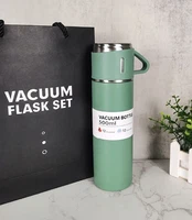Stainless Steel Vacuum Insulated Thermos Bottle w/ 3 Cups Travel Hot Cold Flask