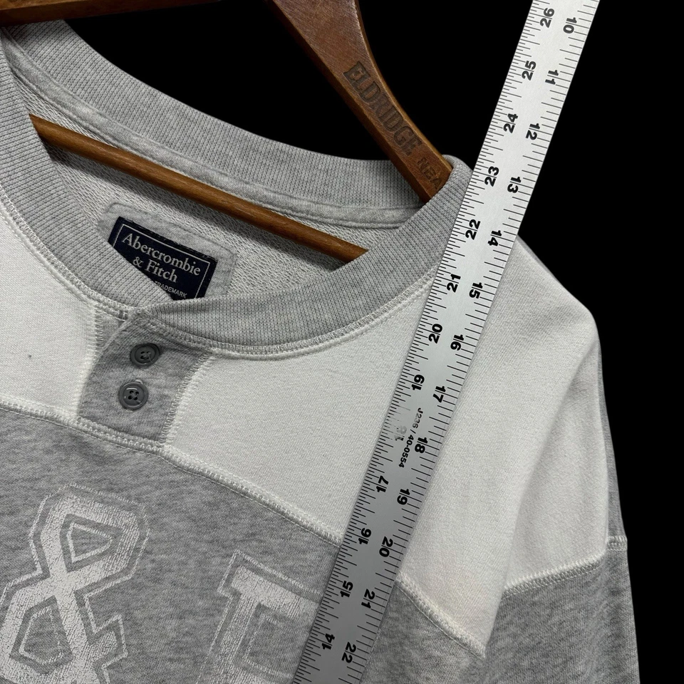 Abercrombie & Fitch Mujer Gris Blanco Colorblock Sudadera Henley Crew Talla S Foto 4 de 4