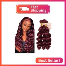  99J Burgundy Bundles Loose Deep Wave Bundles Human Hair 14 14 14 Inch 3 Bundles