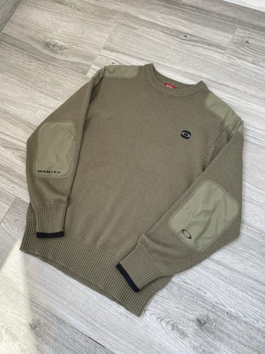 Oakley Military Style Nylon Elbows/Shoulders Sweater Olive Pullover Jumper Sz M - Picture 2 of 13