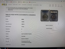 Colombia 5 Peso 1968 Intn'l Eucharistic Congress PCGS MS66 only two in existence