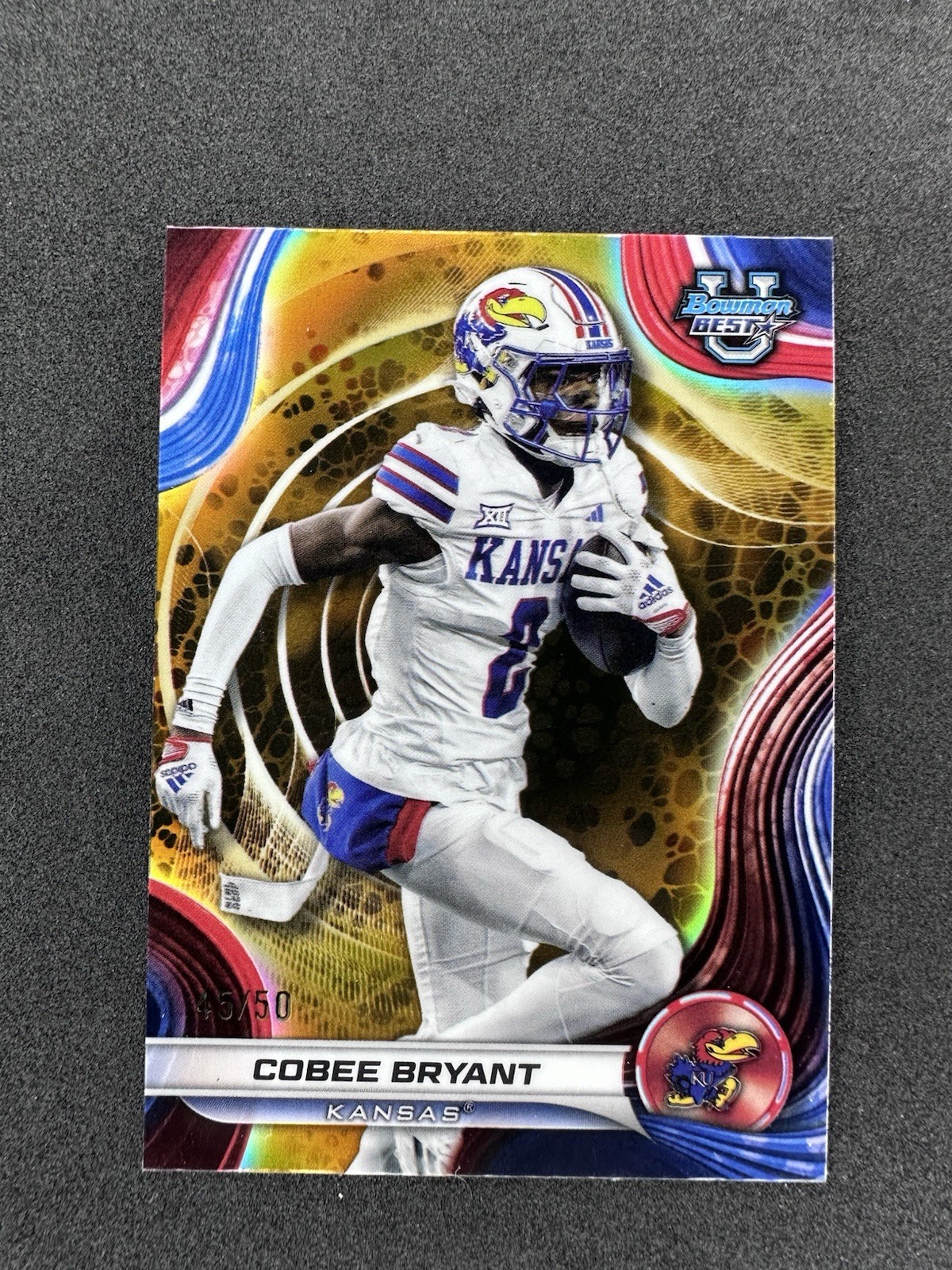2024 Bowman U Best Cobee Bryant #46 (RC) Gold Refractor /50 SSP KANSAS JAYHAWKS
