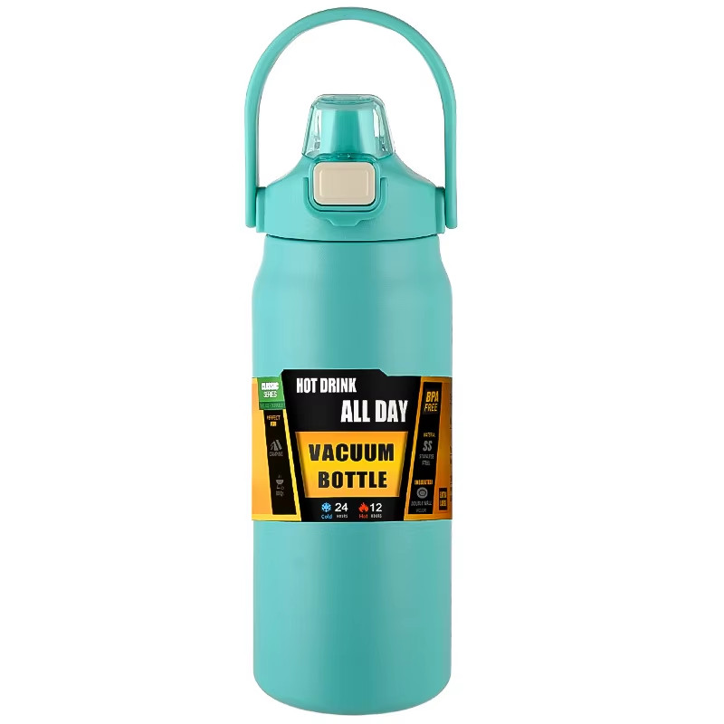 Portable Thermos with Straw 304 Stainless Steel Thermal Mug  Coffee Cup Sports 