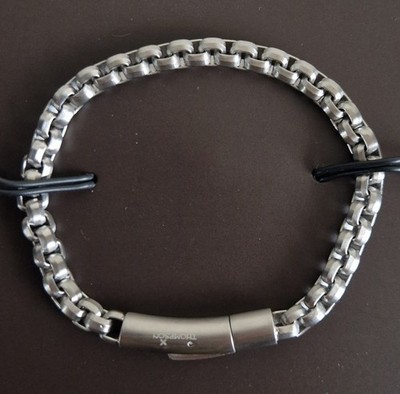THOMPSON OF LONDON / Tateossian Fornido Silver Box Chain Mens Bracelet Brand New