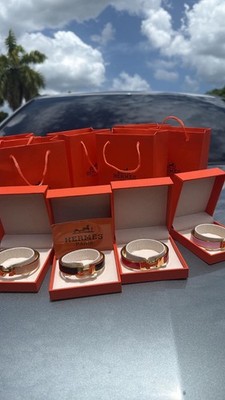 HERMÈS H Clic Enamel Bracelets Light beige