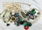 AS FOUND Lot Of Vintage  Gemstone Pearl Bits Jewelry Estate Costume Beaded
