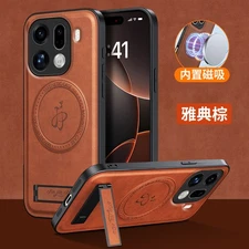 For OPPO Find X9 Pro. Phone Case Magnetic KickStand Retro Leather Soft Cover