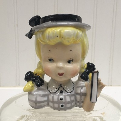 Vintage Napco Schoolgirl with Pigtails Head Vase