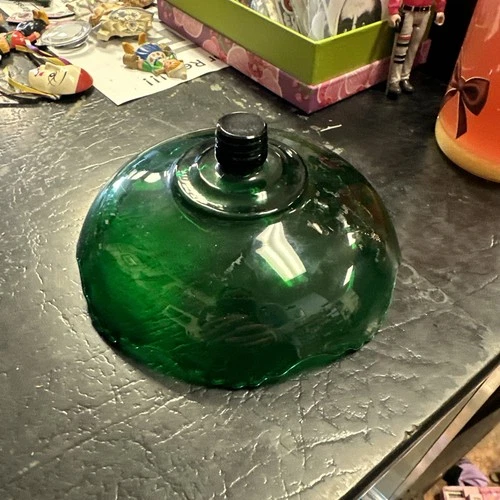 Vintage Anchor Hocking Forrest Green Candy Dish Lid 6"