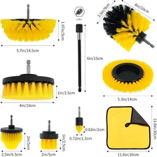 10 Pcs Drill Brush Attachment Set, Power Cleaning Scrub Brush Kit with Extend...