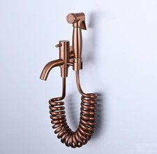 Brushed Rose Gold Brass Douche Shattaf Set Bathroom Bidet Sprayer Holder Faucet