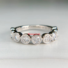 Coupe Ronde Moissanite Avec 18k Blanc Argent Plaqué Or Femmes Alliance #2