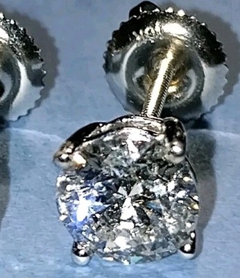 14K W/Gold Ohrstecker Lab Created 3 Karat Diamanten zertifiziert mit Schraubverschluss
