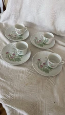 Set Of 4  (8 PCs) Shafford Snack Breakfast Plates, Tea Cups Herbs Spices Vintage