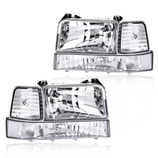 Headlights Assembly Front Headlamp w/Corner Signal Lamp+Bumper Lamps Driver
