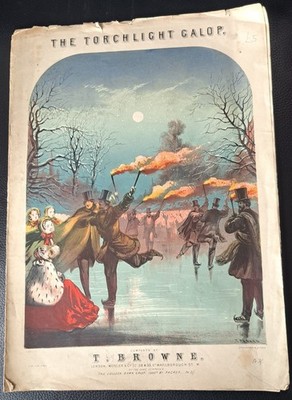 c1860s sheet Music The Torchlight Galop T. Browne Thomas Packer cover