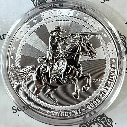5 oz Scottsdale Silver Cowboy Rifleman w/Buffalo Privy .9999 Silver Round