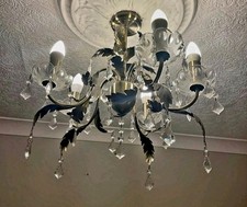 Paisley Flush Antique Brass Chandelier Shabby Chic Vintage Style Light Fixture 