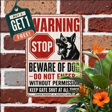 Reflective Style Dog Warning Do Not Enter Metal Tin Sign Yard Gate Plaque