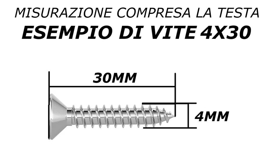 VITI IN ACCIAIO INOX TRUCIOLARI PER LEGNO PLASTICA D. 3 3,5 4 4,5 TESTA SVASATA - Immagine 3 di 4