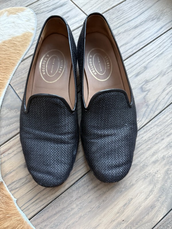 Stubbs & Wootton Palm Beach Black Woven Smoking Loafer Slipper Sz 10