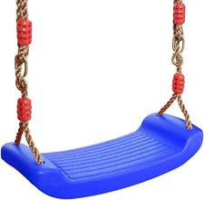 Plastic Swing Seat W/ Adjustable Rope 220 lb Capacity Blue 16.5 x 6.7 x 1.6 in