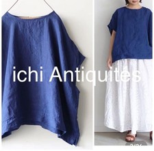 Ichi Antiquites Linen Pullover Free Size Indigo Women's From Japan Unused