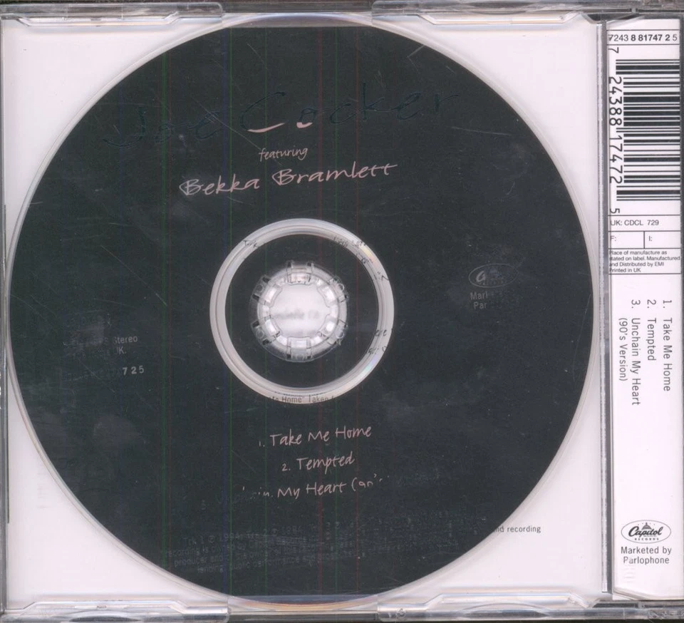 Joe Cocker Featuring Bekka Bramlett Take Me Home CD UK Capitol 1994 single - Image 2 of 2