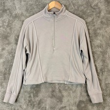Danskin Cropped 1/2 Zip Pullover Top Sweatshirt Activewear Workout S Ribbed