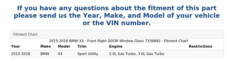 2015-2018 BMW X4 - Vidro dianteiro direito para janela 7339892 - Imagem 4 de 4