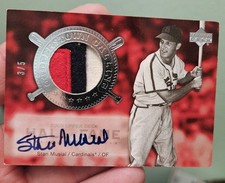 2005 UD Hall of Fame Stan Musial Cardinals Jersey Patch Auto 3/5 PRIME Autograph