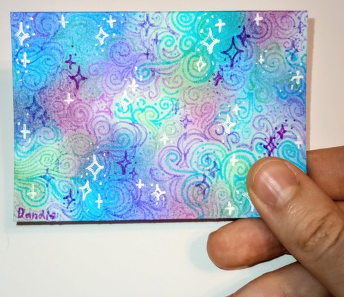 Original ACEO Art Dream Space Pastel Abstract Celestial OOAK Signed Mini Artwork