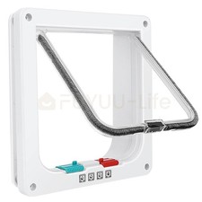 4 Way Pet Door Cat Puppy Dog Magnetic Lock Lockable Safe Flap Door Frame ABS New