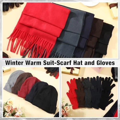  300 Pcs Winter Beanies Gloves Scarf Set Bulk 100 Knit Skull Cap Retro Colors - Image 4 of 4