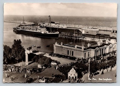 Dun Laoghaire Pier Ireland RPPC Postcard Vintage Valentine's Passenger Ship