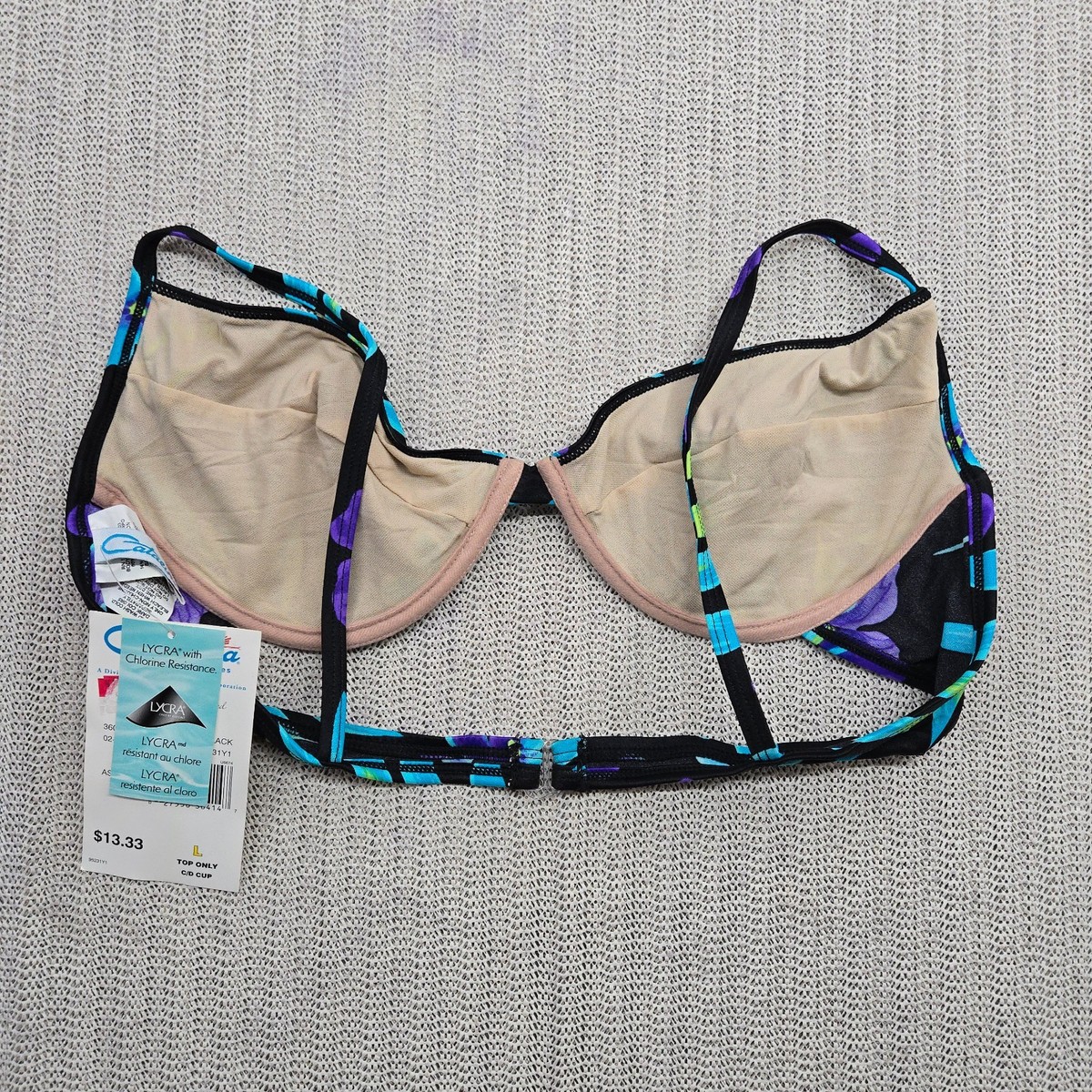 Vintage Catalina Bikini Swimsuit Top Bra Womens Large Black