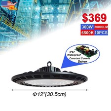 10 Pack High Bay Warehouse Led Lights 30000Lm 300W Factory Shop Industrial Light