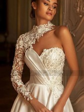Modern Floor-Length Wedding Dress for Women Elegant Off-The-Shoulder Boat Neck