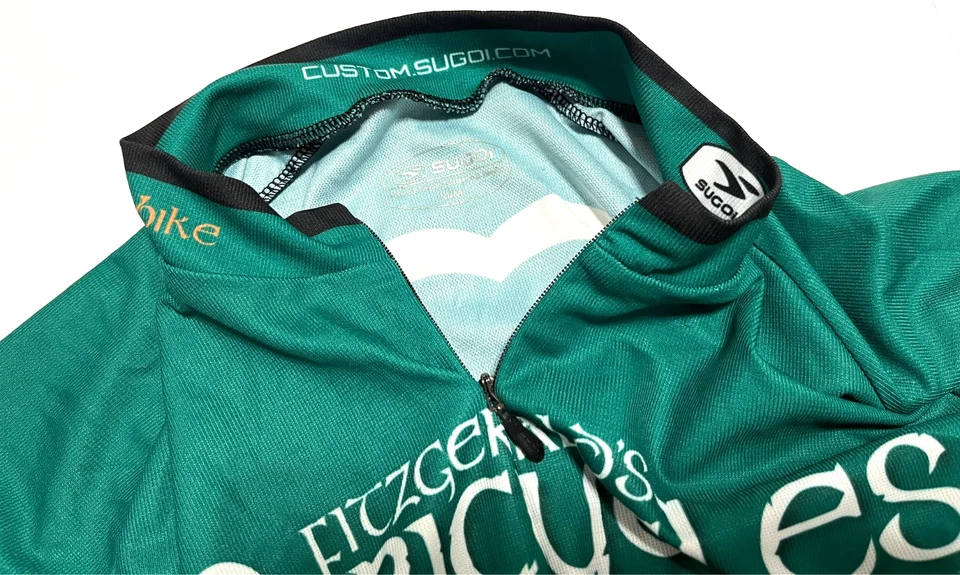 Camiseta deportiva de ciclismo FITZGERALO'S BICYCLES Victor ID para hombre cremallera completa manga S M Sugoi Foto 3 de 4