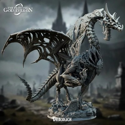 Dracolich Dragon / DnD Miniature / 3D Printed Fantasy Dragon Figure for Tabletop