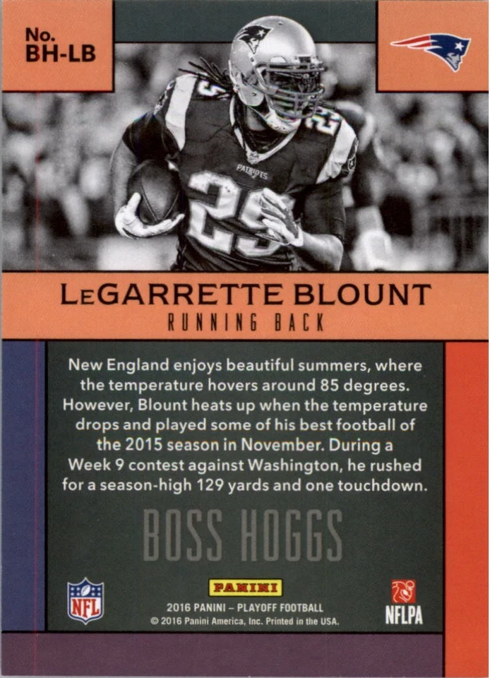 2016 Playoff Boss Hoggs Kickoff #BHLB LeGarrette Blount /199 - FB - Image 2 of 2