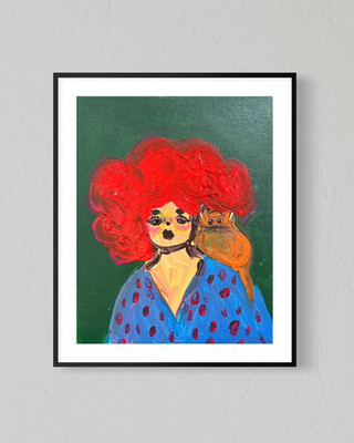ORIGINAL Art Cat Lady 8x10 Canvas Abstract Fun Expressive Art