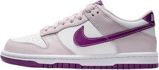 Nike Dunk Low Big Kids' Shoes FB9109-104, White/Platinum Violet/Viotech Size 4
