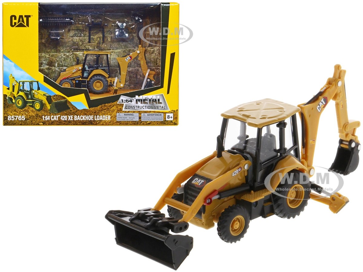 CAT CATERPILLAR 420 XE BACKHOE LOADER W/WORK TOOLS 1/64 BY DIECAST