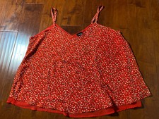 Torrid Red Ditsy Print Swing Cami dress SZ:2 Plus USA Made 100% Polyester